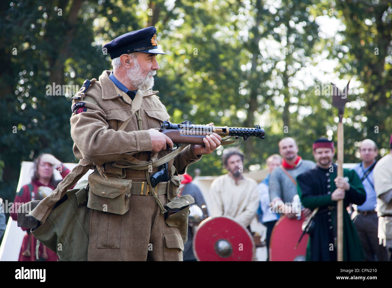 Démonstration de pistolet-mitrailleur Lanchester au tarif de l'histoire vivante Banque D'Images