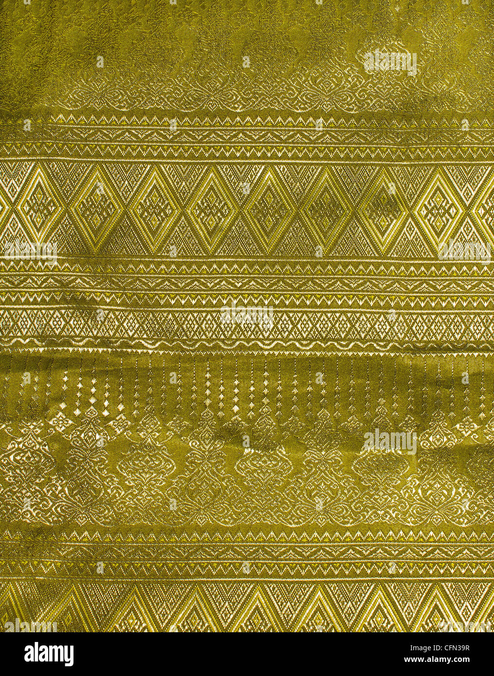 Fond tissu en soie thaïlandaise thaï traditionnel, tissus tissés à la main. Banque D'Images