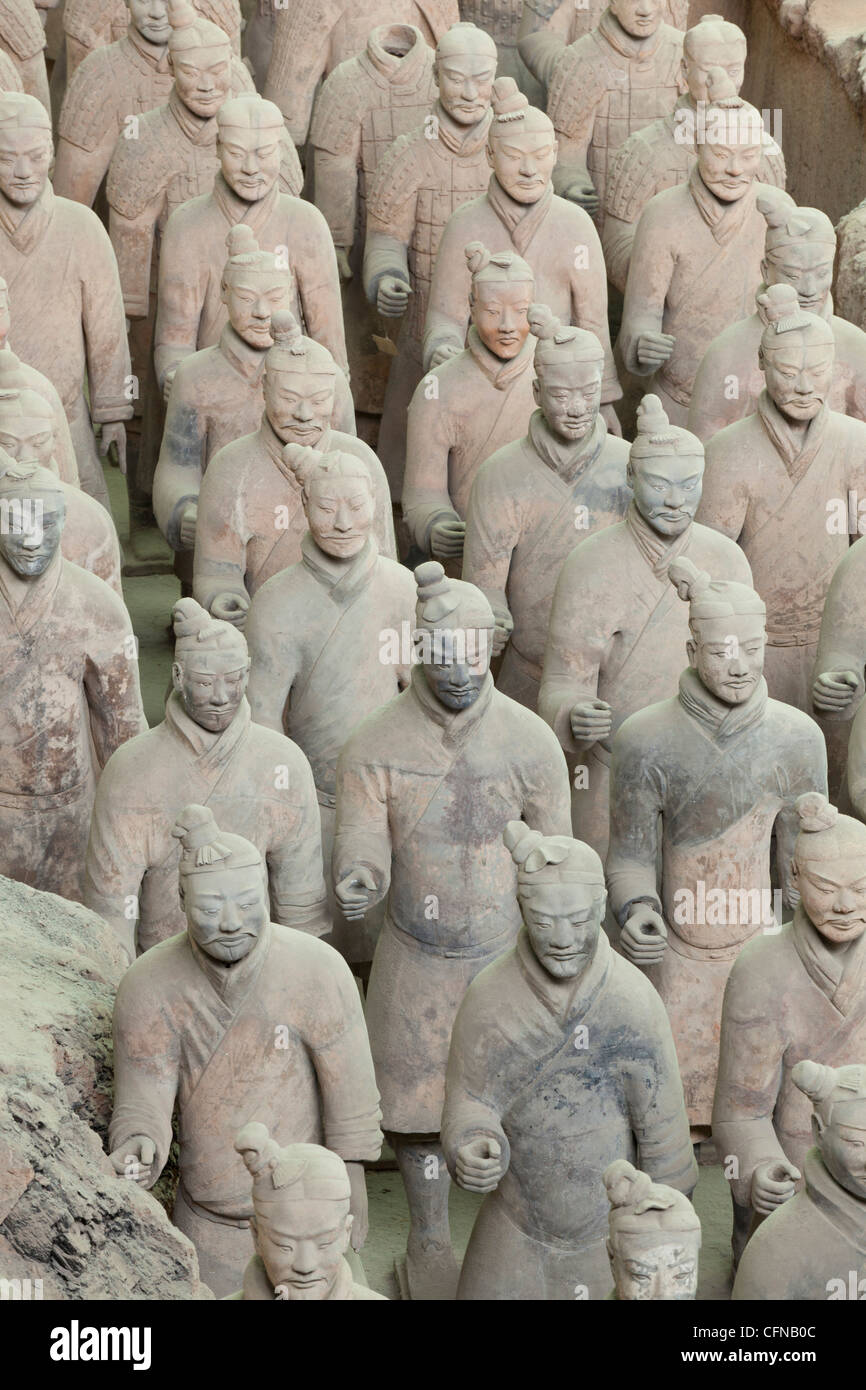 L'armée de guerriers en terre cuite, des puits Numéro 1, Xi'an, province du Shaanxi, Chine, Asie Banque D'Images