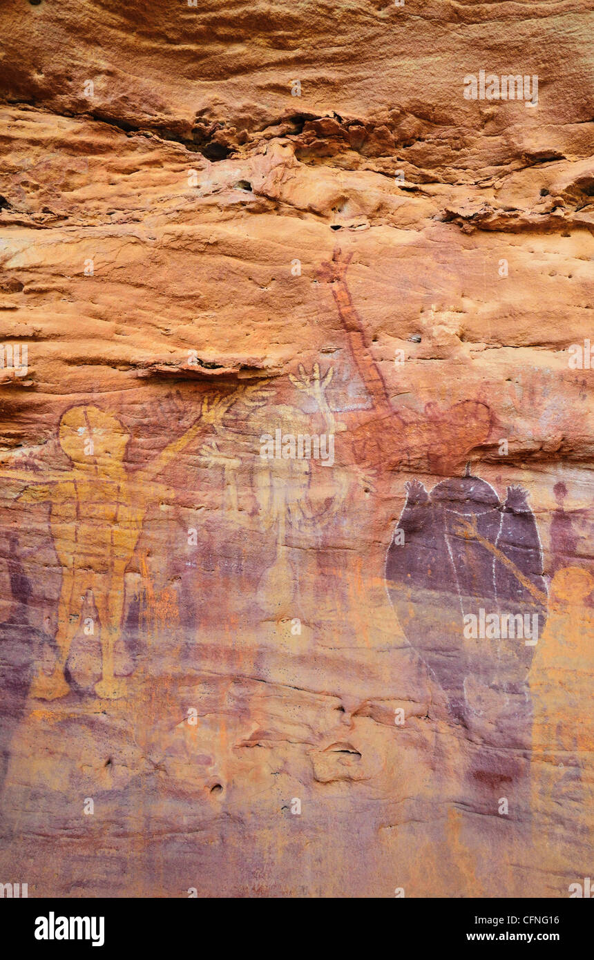 L'art rupestre, Split Rock, Leura, Queensland, Australie, Pacifique Banque D'Images