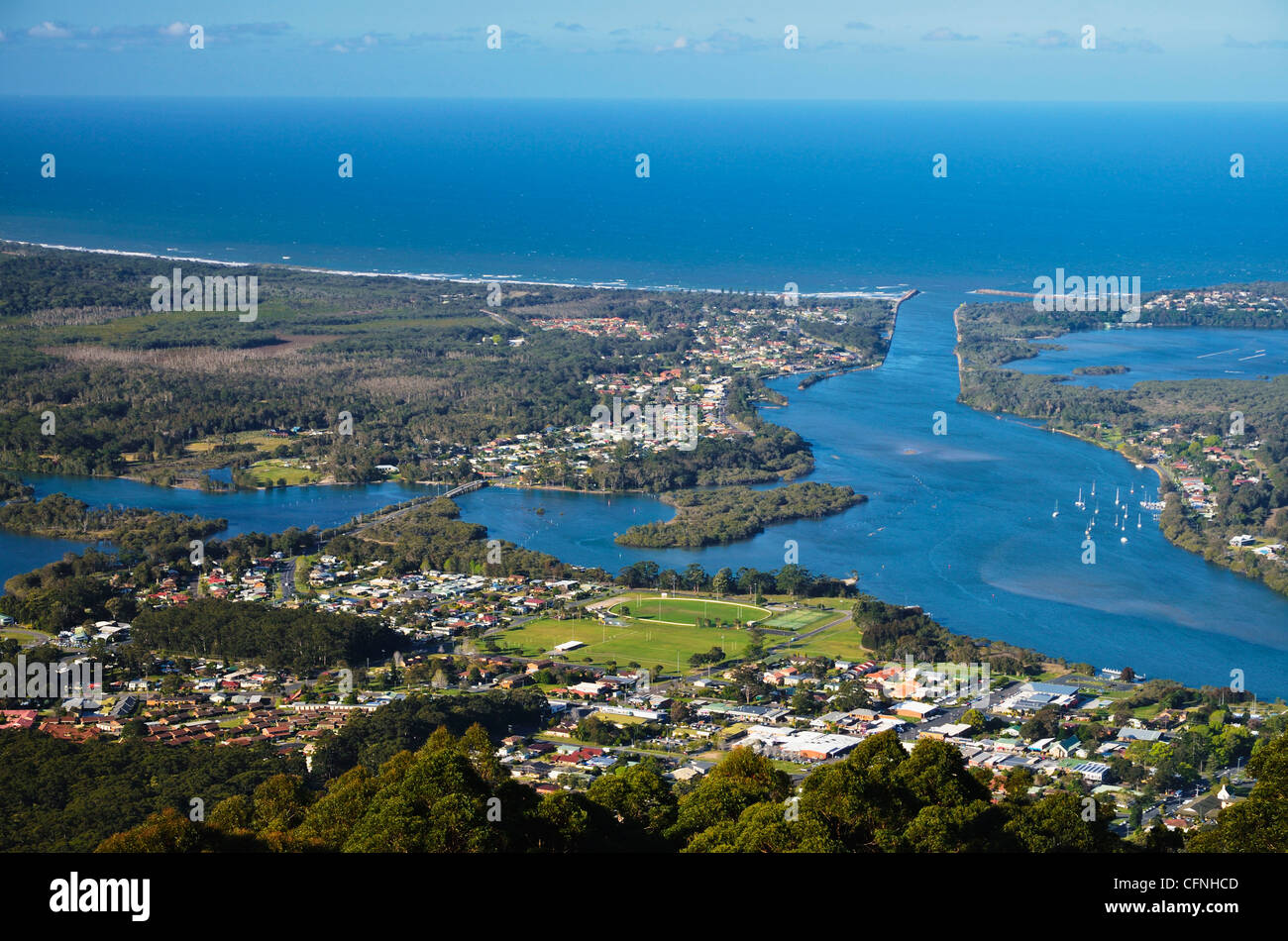 Vue depuis la montagne d'Amérique du Nord Frère Haven et Queenslake, New South Wales, Australie, Pacifique Banque D'Images