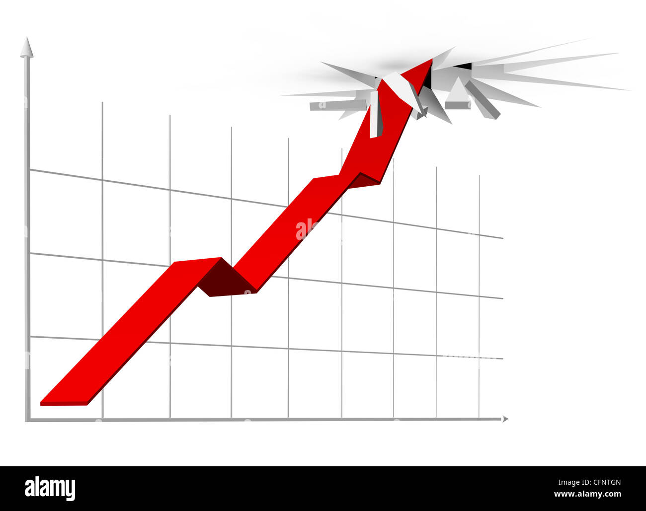 Illustration de courbe ascendante en passant par le plafond Banque D'Images