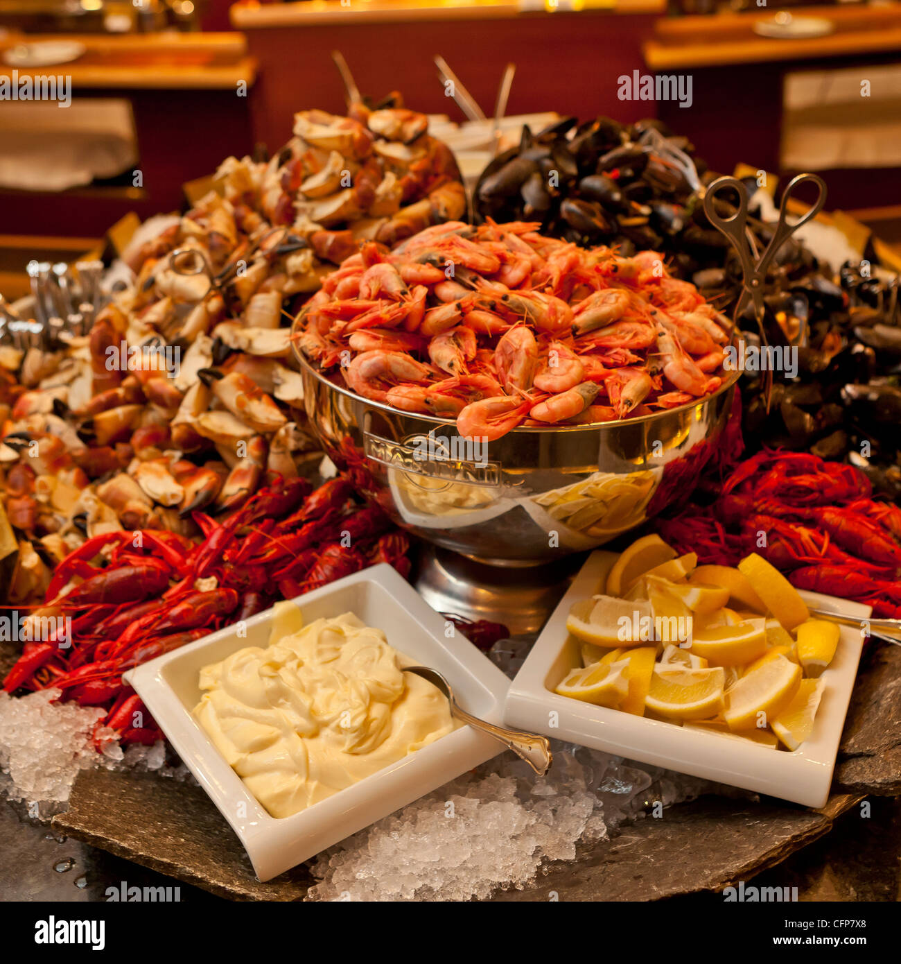 Des fruits de mer, l'hôtel Union Européenne, Norvège Banque D'Images Des fruits de mer, l'hôtel Union Européenne, Norvège Banque D'Images