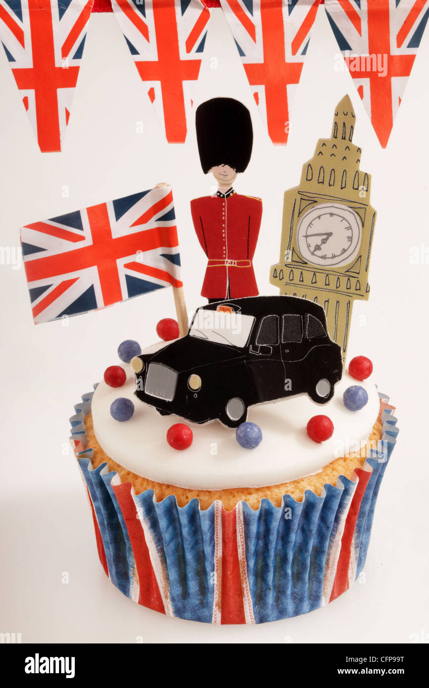 Célébration BRITANNIQUE LONDON CUPCAKE Banque D'Images