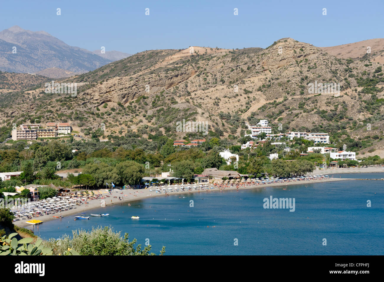 Agia Galini. La Crète. La Grèce. Sur le pittoresque ancien hameau de pêcheurs d'Agia Galini qui se situe entre l'imposition Banque D'Images