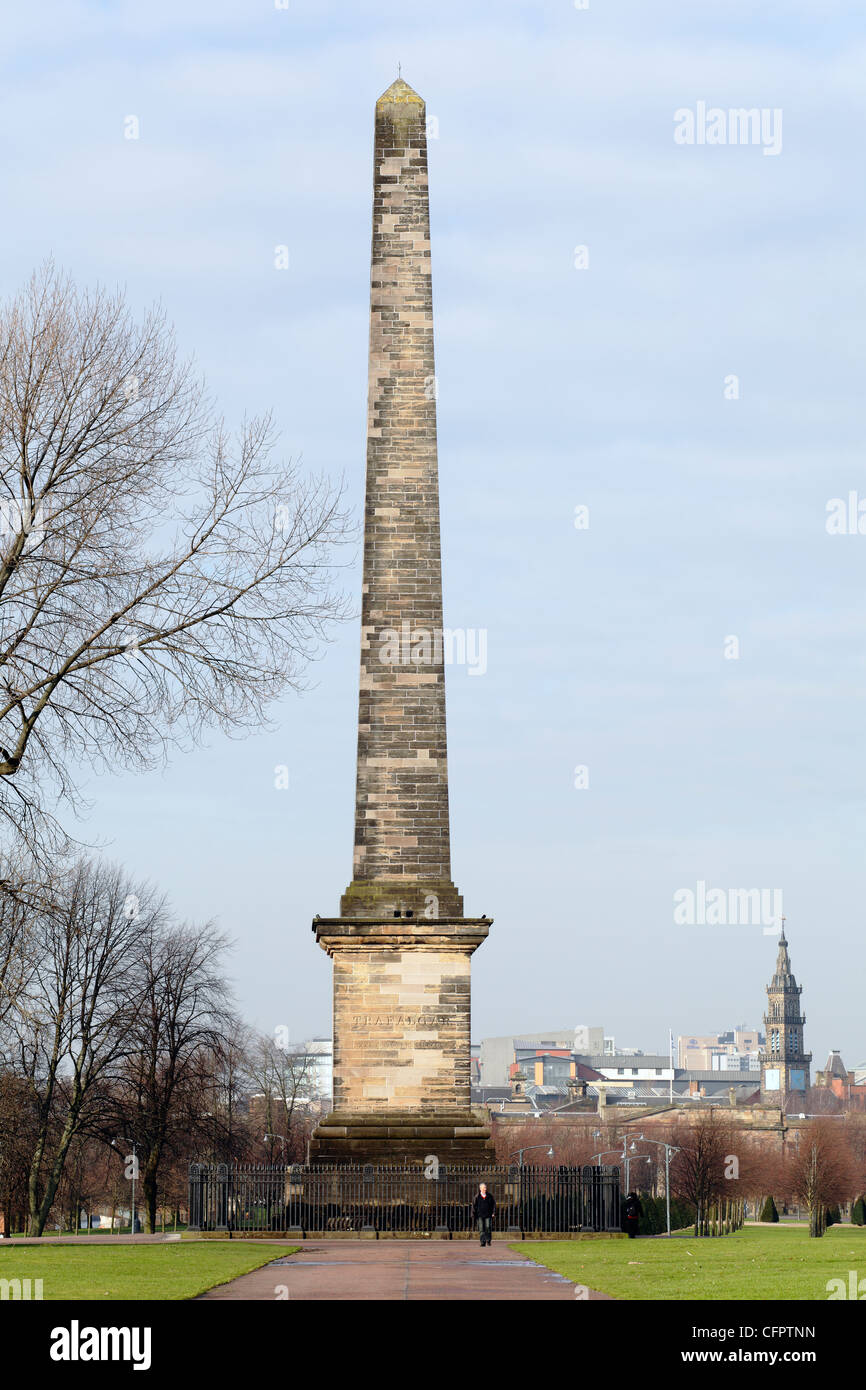 Nelson Monument dans le parc public de Glasgow Green, Écosse, Royaume-Uni Banque D'Images