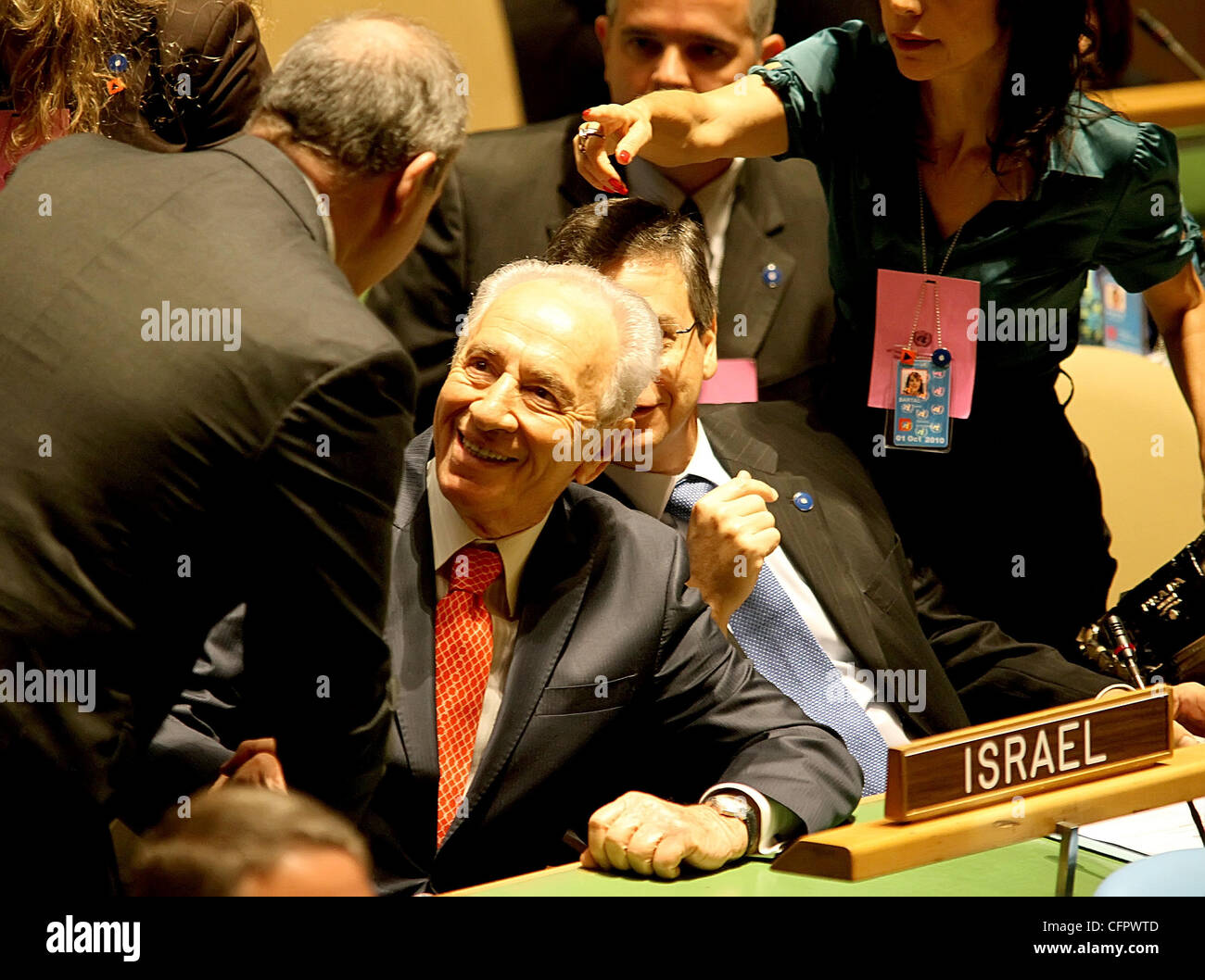 Shimon Peres, président de l'état d'Israël au Sommet des objectifs du Millénaire pour le développement l'Organisation des Nations Unies, où près de 140 dirigeants du monde vont assister au sommet de trois jours sur la fin de la pauvreté, la faim et la maladie dans les cinq prochaines années New York City Banque D'Images