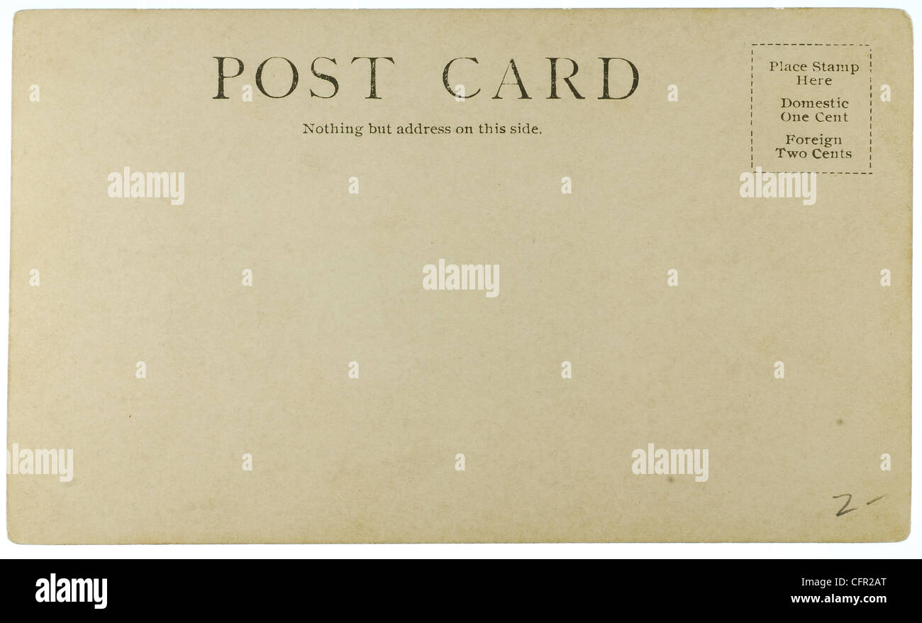 Carte postale vintage vierge de début au milieu des années 1900 avec copyspace Banque D'Images
