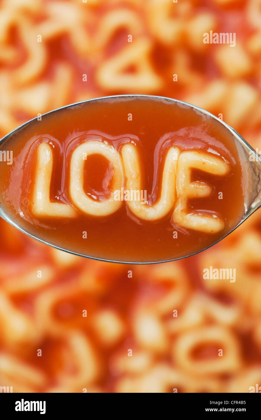 Lettres Alphabet amour spaghetti Banque D'Images
