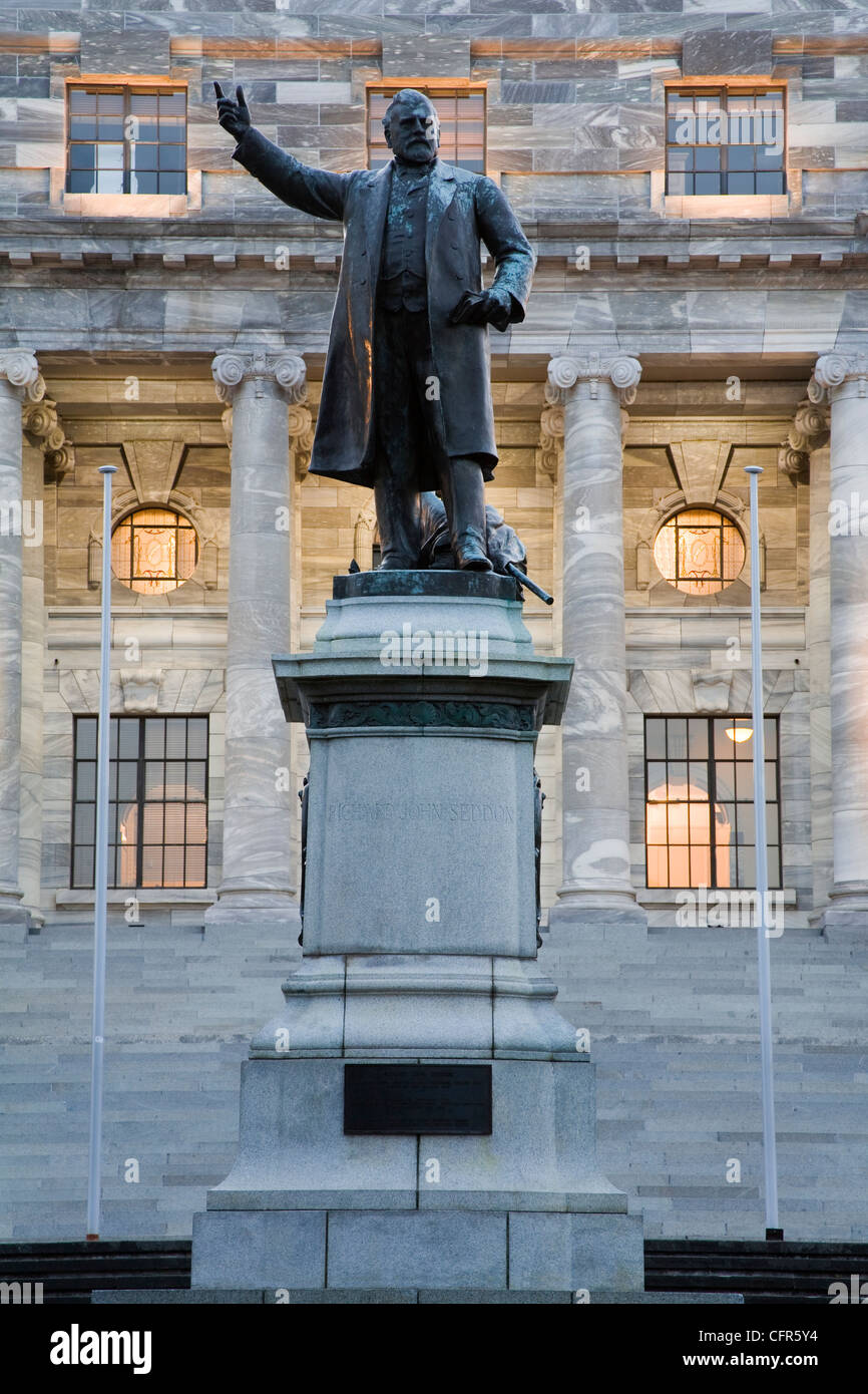 Statue de Richard John Seddon au Parlement, Wellington, Île du Nord, Nouvelle-Zélande, Pacifique Banque D'Images