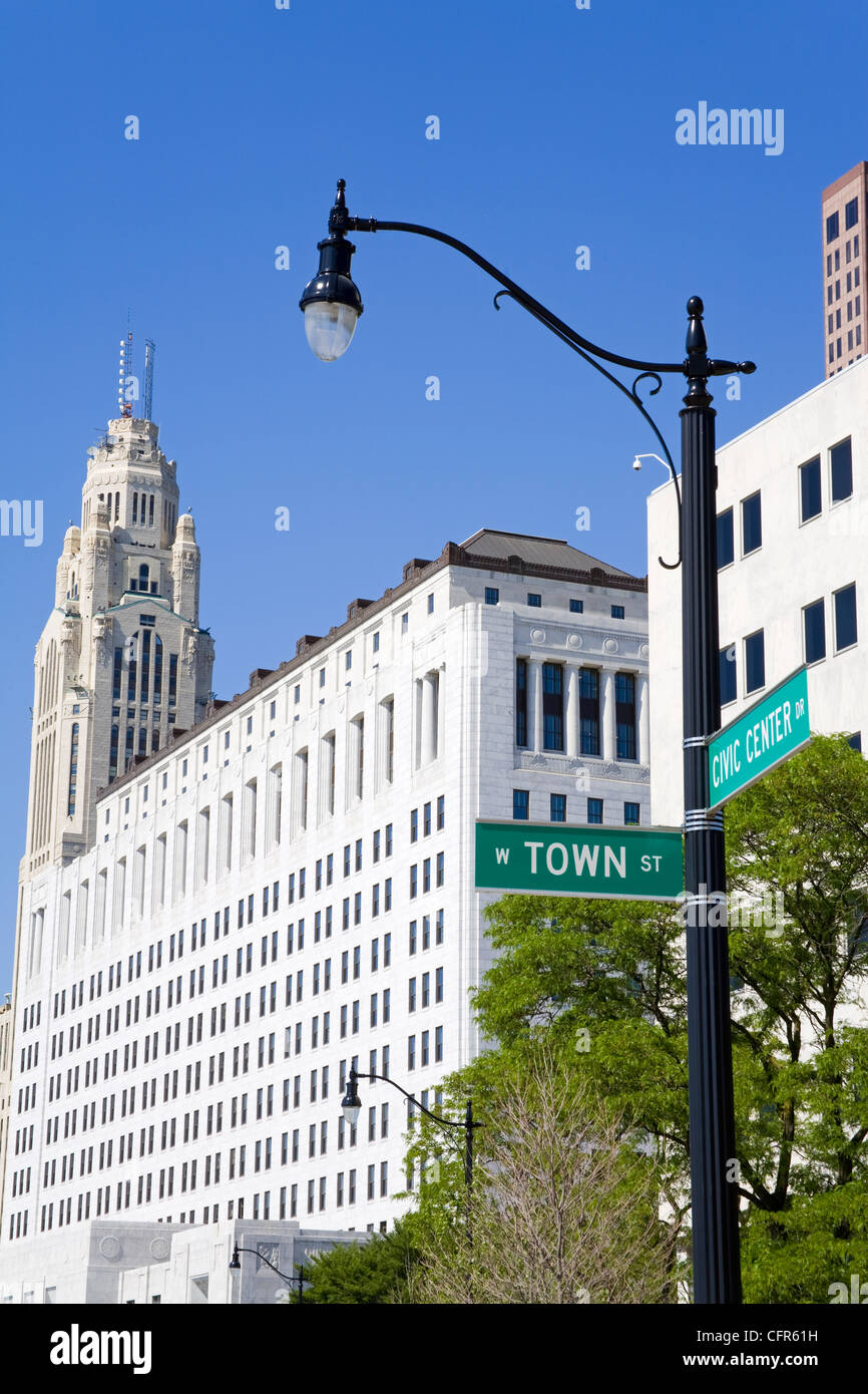 Centre judiciaire de l'Ohio et Leveque Tower, Columbus, Ohio, États-Unis d'Amérique, Amérique du Nord Banque D'Images