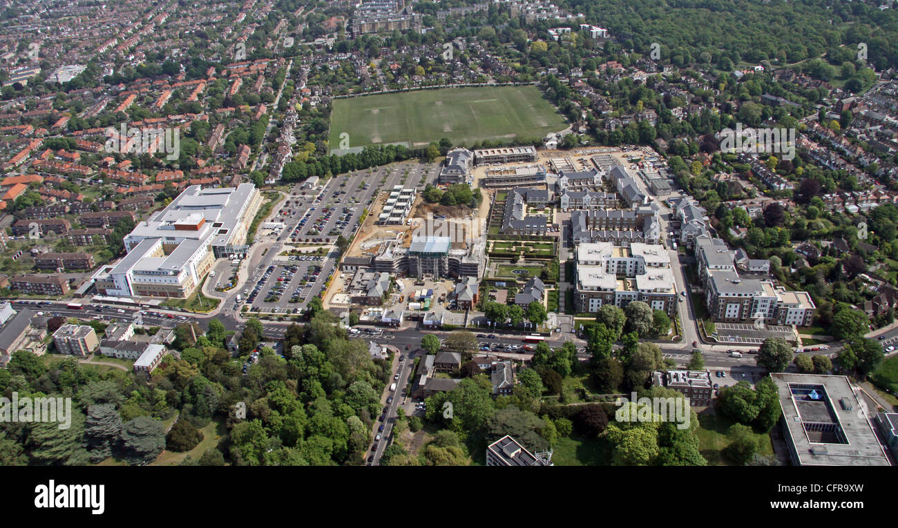 Image aérienne de l'hôpital Queen Mary's, Londres, au Royaume-Uni Banque D'Images