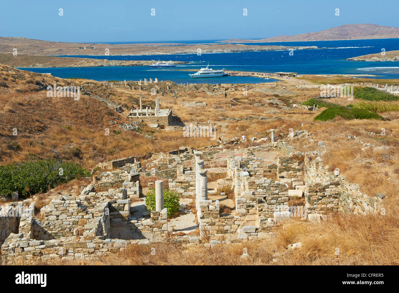 Site archéologique, Delos, UNESCO World Heritage Site, Îles Cyclades, îles grecques, Mer Égée, Grèce, Europe Banque D'Images