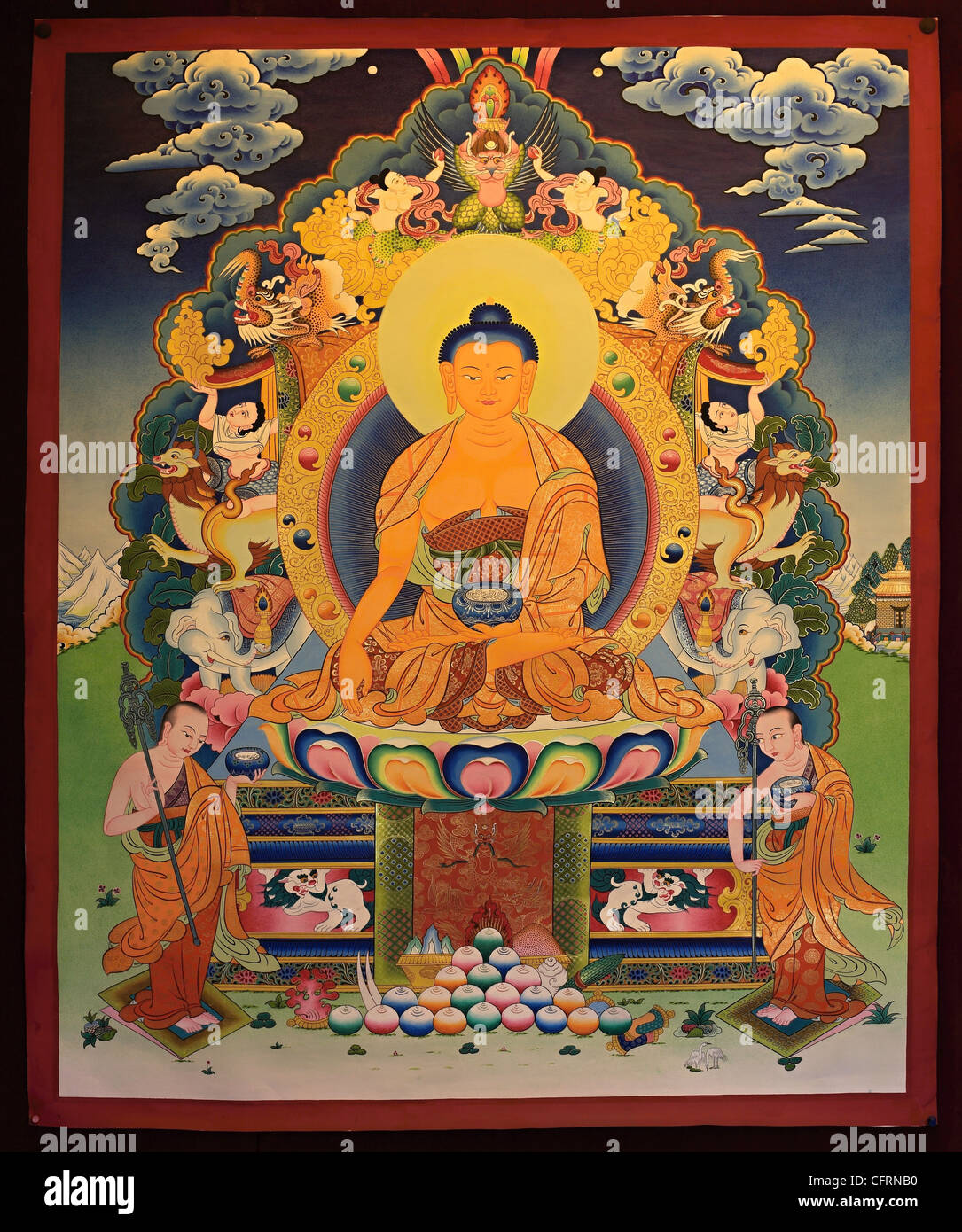 Thangka de Bouddha Népal Katmandou Banque D'Images
