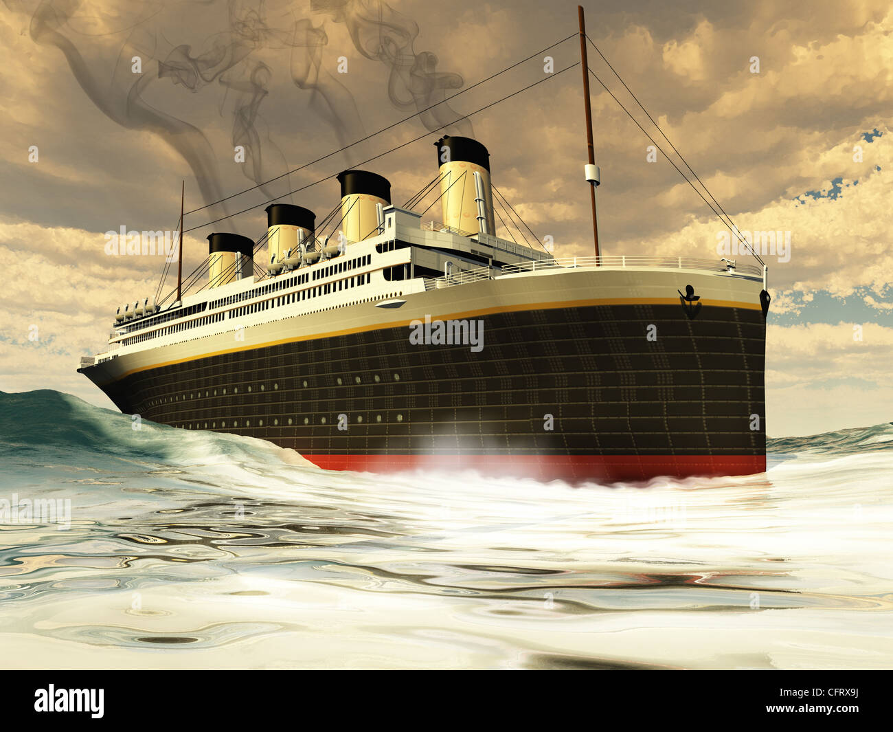 Le grand navire insubmersible de l'histoire avant son tragique naufrage sur son voyage inaugural. Banque D'Images