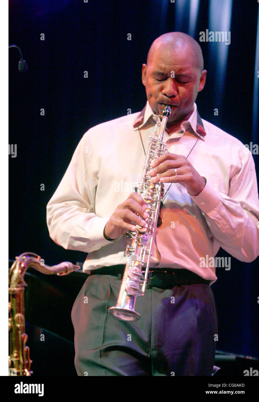 Le Branford Marsalis (saxophone et clarinette) à l'hôtel de ville au cours de JVC Jazz Festival 2007 (24e année) le 20 juin 2007. L'exécution avec lui ; Jeff 'Tain' Watts à la batterie Joey Calderazzo piano Eric revis à la basse Banque D'Images