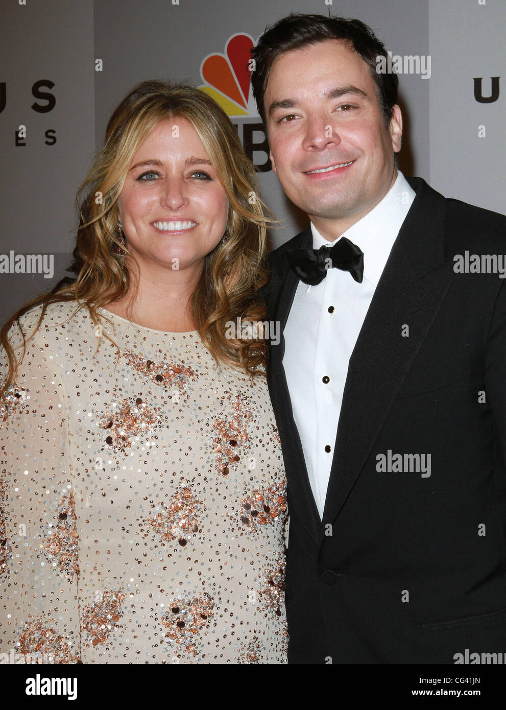 Jimmy Fallon (R) et femme producteur Nancy Juvonen NBC Universal's 68e Golden Globes After Party annuelle tenue à l'hôtel Beverly Hilton à Beverly Hills, Californie - 16.01.11 Banque D'Images