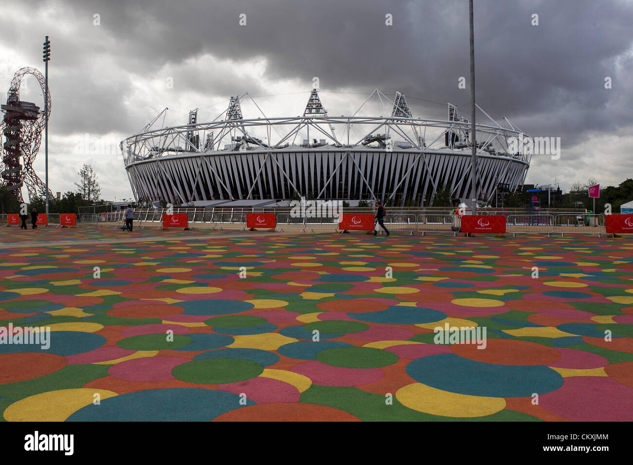 Stratford, London, UK. Mercredi 29 août 2012. Le stade olympique le jour de la cérémonie d'ouverture. Banque D'Images