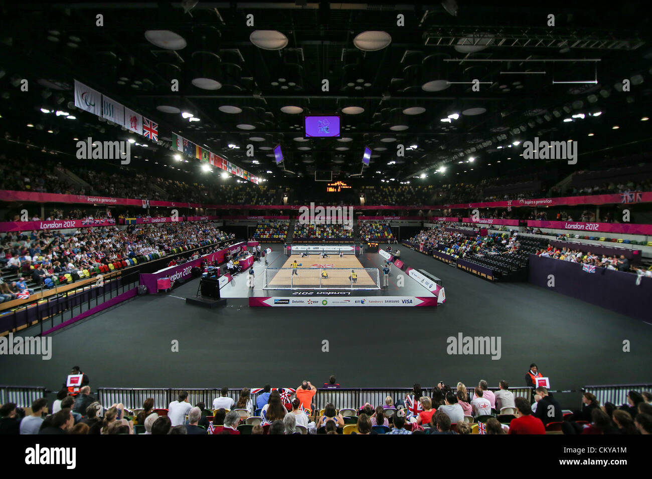 02.09.2012 Londres, Angleterre. womens goalball no match préliminaires GBR 28 vs BRA un shot de toute la journée de 4 pitch pendant les Jeux Paralympiques de Londres 2012 à la zone de cuivre à Stratford Banque D'Images