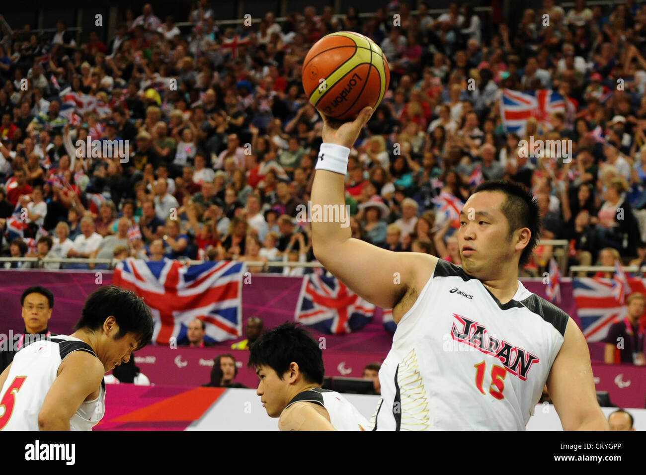 03.09.2012 Londres, Angleterre. Arène de basket-ball. Reo Fujimoto en action pour le Japon Pendant Jour 5 des Jeux Paralympiques du Stade Olympique. Banque D'Images