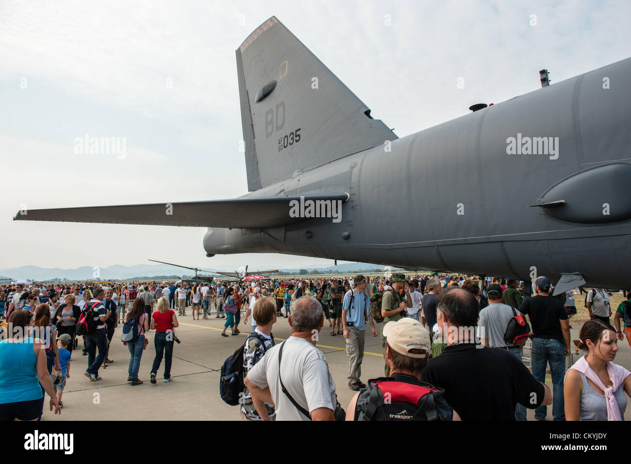 SLIAC, SLOVAQUIE - 2 SEPTEMBRE : Queue de Boeing B-52 Stratofortress à FAHI le 2 septembre 2012 à Sliac, Slovaquie Banque D'Images