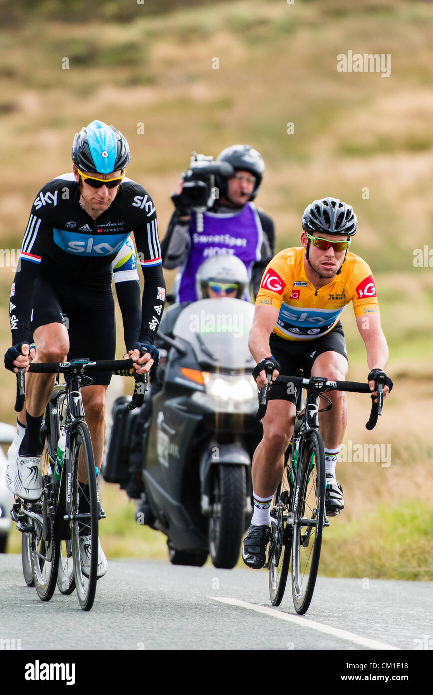 Le Staffordshire, au Royaume-Uni. 13 septembre 2012. Bradley Wiggins et Mark Cavendish, l'équipe Sky, topping sur Staffordshire maures sur l'étape 5 du Tour de Grande-Bretagne, le 13 septembre 2012. Crédit : Paul Griffiths / Alamy Live News Banque D'Images
