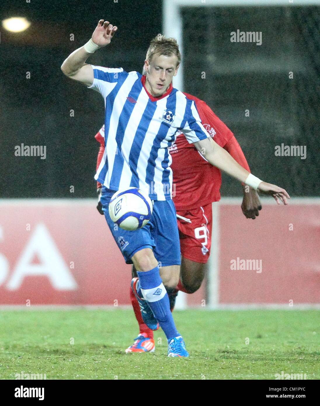 DURBAN, AFRIQUE DU SUD - le 14 septembre,Michael Morton au cours de l'Absa Premiership match entre Maritzburg United et Free State Stars au Harry Gwala Stadium le 14 septembre 2012 à Durban, Afrique du Sud Photo par Anesh Debiky / Images Gallo Banque D'Images