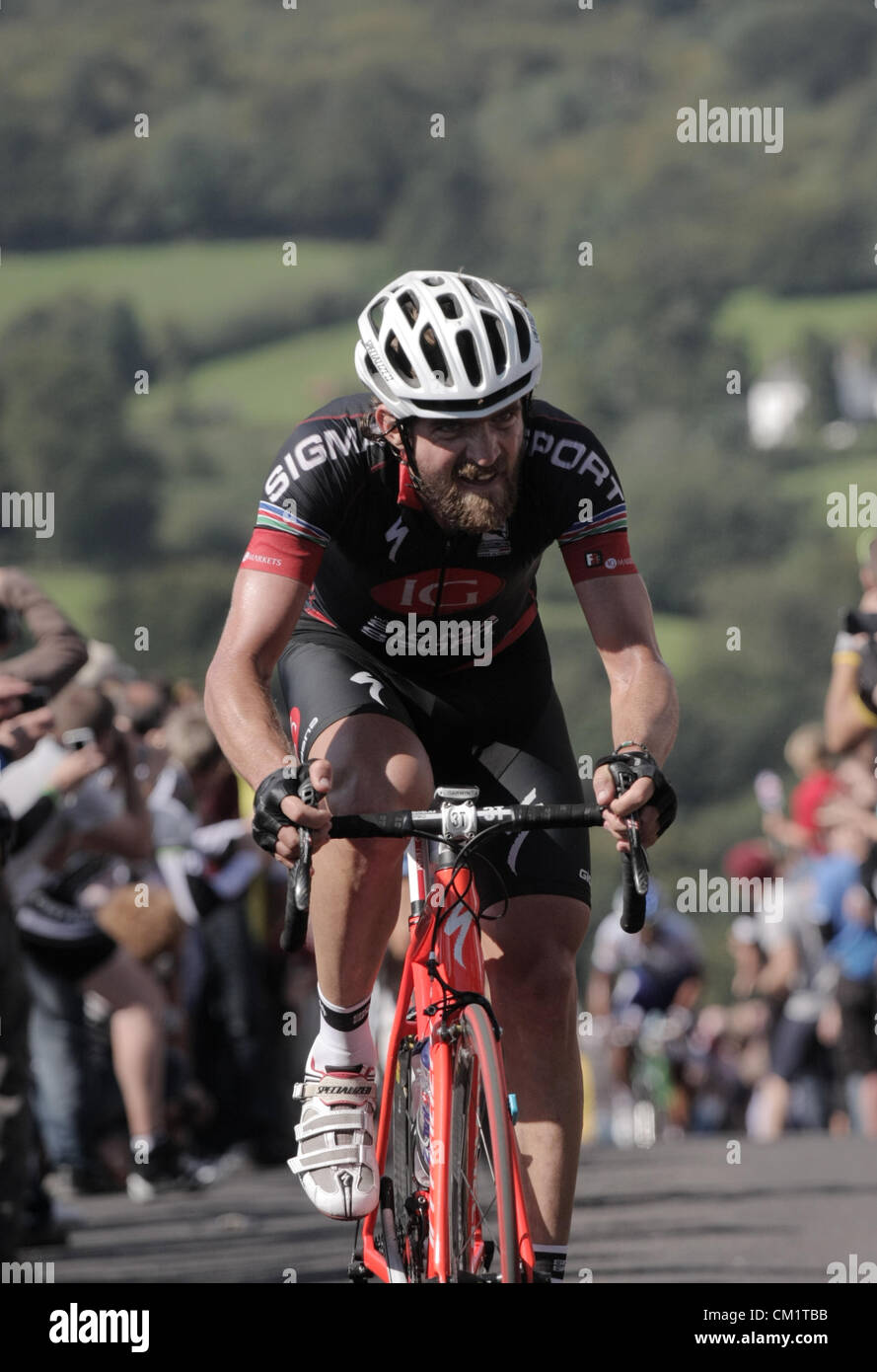 Dan Craven (Nam) IG - Sigma Sport escalade première catégorie hill Pierre Coffin à Dartmoor Tour of Britain 15 septembre 2012 dernier fini sur scène 7 de Barnstaple à Dartmouth Devon UK Banque D'Images