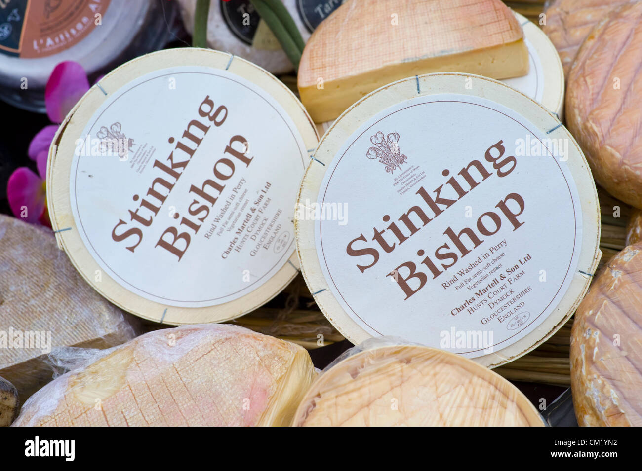Bel Paese cheese en vente sur cheesemongers décroche à Abergavenny Food Festival Banque D'Images
