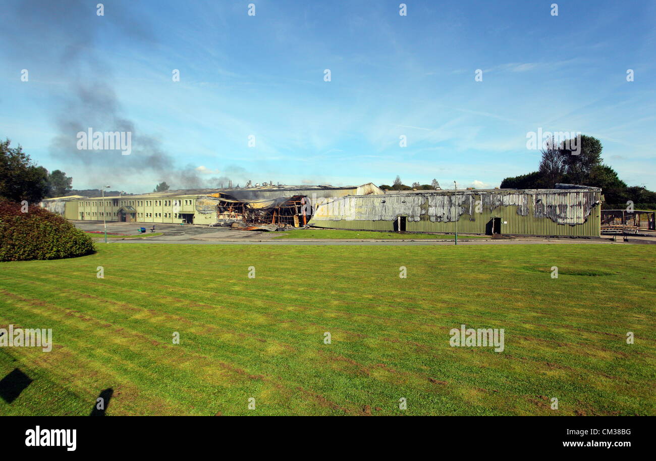 22 Septembre 2012 Les chips réel appartenant à l'usine d'aliments à Crumlin, Lincolnshire, South Wales, UK. Un homme d'Abertillery a comparu devant les magistrats accusés d'incendie criminel. Banque D'Images