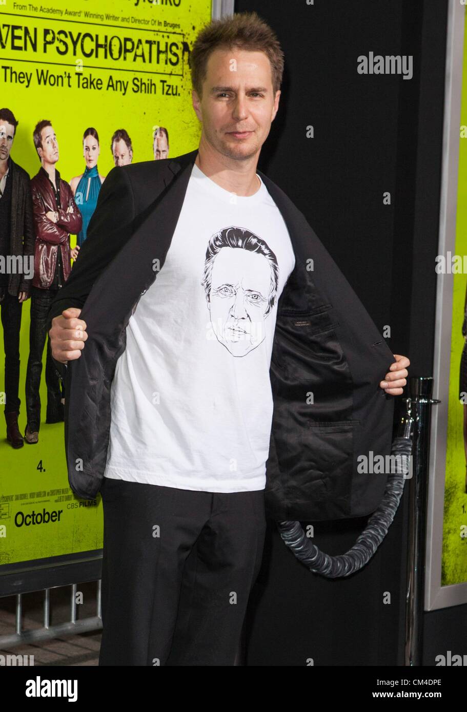USA. Sam Rockwell aux arrivées pour sept psychopathes Premiere, Bruin Theatre, Los Angeles, CA le 1 octobre 2012. Photo par : Emiley Schweich/Everett Collection/ Alamy live news. Banque D'Images