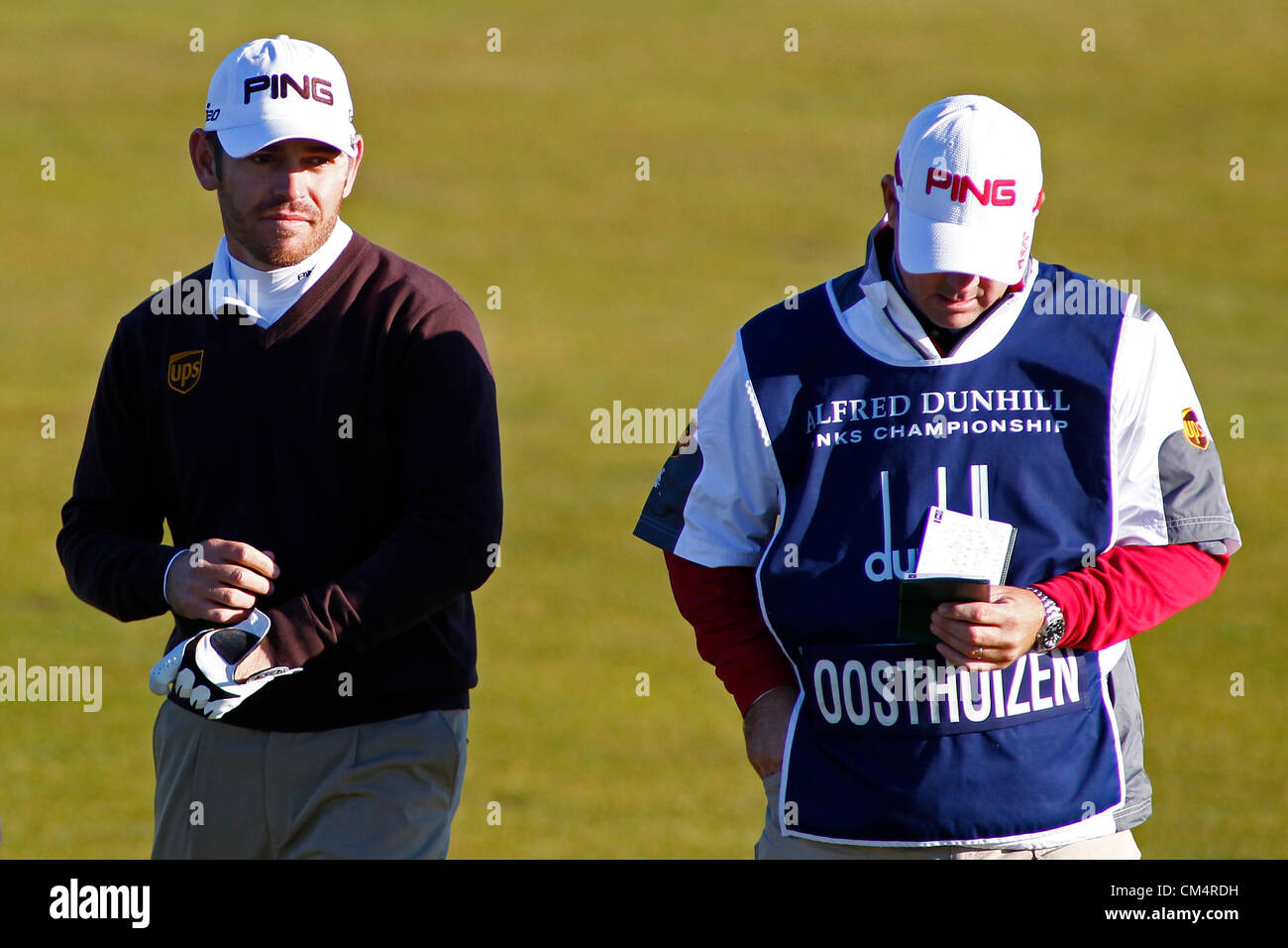 04 octobre 2012. Louis Oosthuizen (RSA) qui se font concurrence sur le Tour Européen Alfred Dunhill Links Championship, Tournoi de Golf joué sur le parcours de Golf de Carnoustie. Crédit obligatoire : Mitchell Gunn/ESPA Banque D'Images