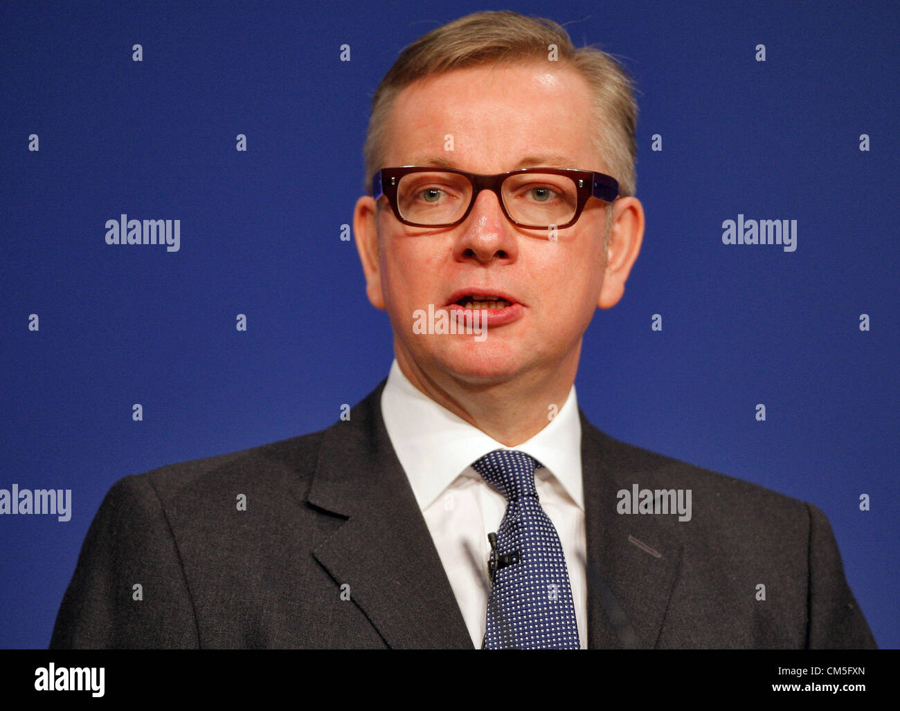 Secrétaire de l'éducation MICHAEL GOVE 09 Octobre 2012 L'ICC BIRMINGHAM ENGLAND Banque D'Images