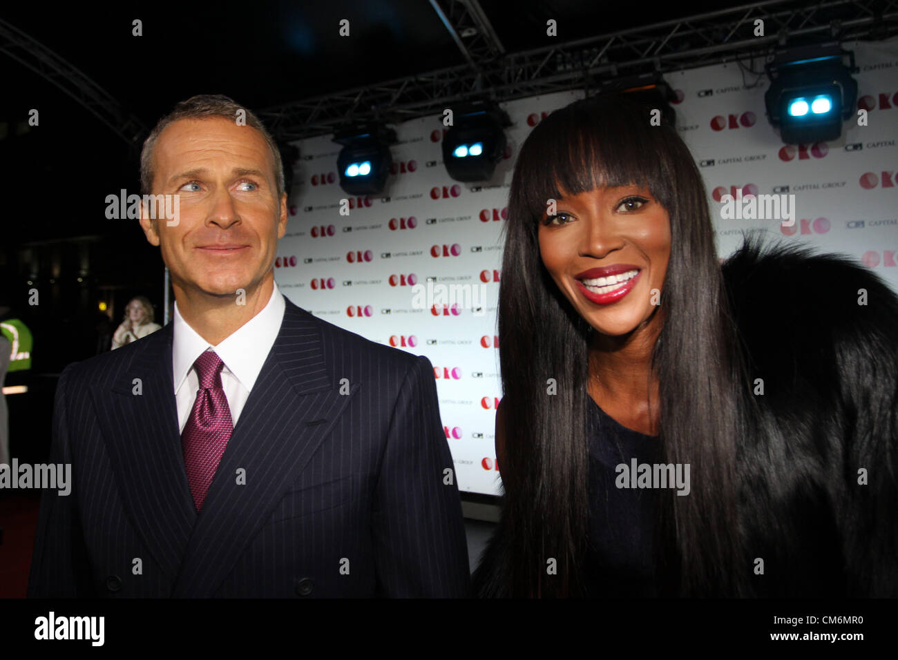 16 octobre, 2012 - Moscou, Russie - octobre 16,2012.MOSCOU,RUSSIE.Photo : American top model Naomi Campbell avec son partenaire Vladislav Doronin (co-propriétaire de Capital Group company)assister à la présentation des nouveaux-ÃŽÃŠÃŽ Capital Group gratte-ciel de Moscow-City centre d'affaires de Moscou. (Crédit Image : © PhotoXpress/ZUMAPRESS.com) Banque D'Images