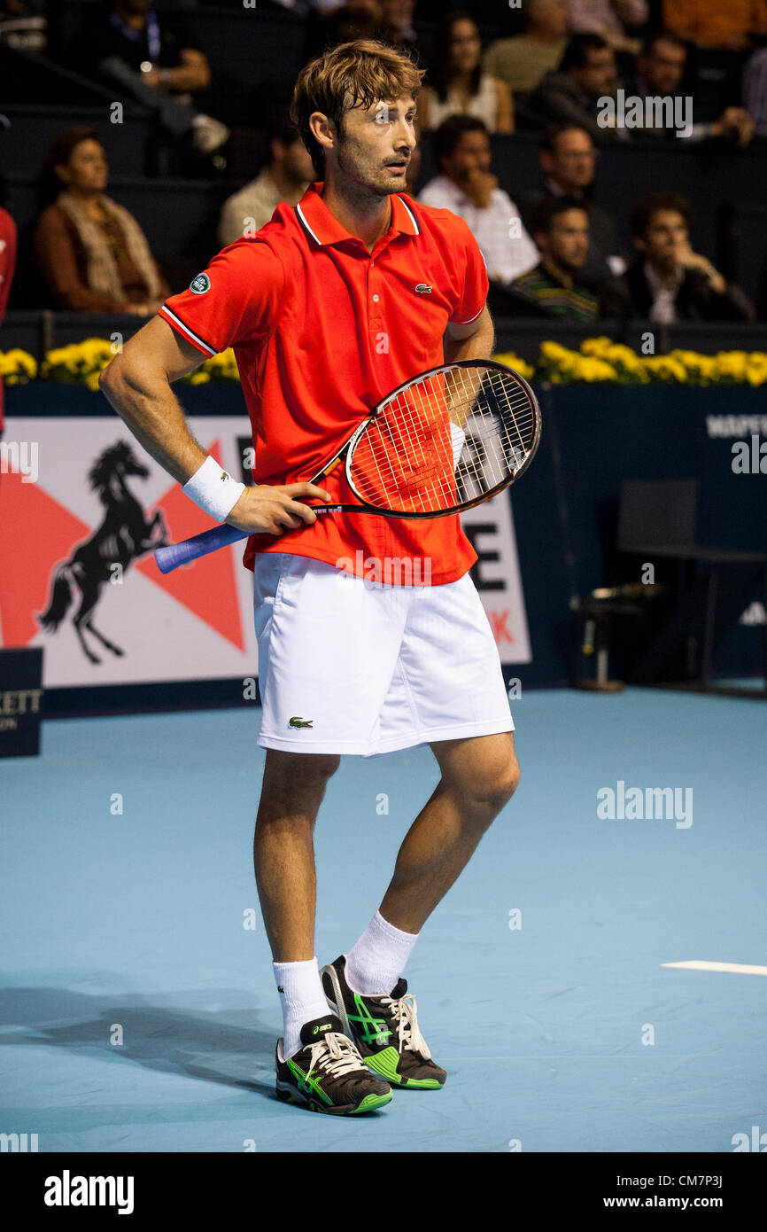 23.10.2012 Valence, Espagne. Juan Carlos Ferrero de l'Espagne ressemble au cours de la première série 500 Open de Valence match entre l'Espagne de Juan Carlos Ferrero et Nicolas Almagro de l'Espagne à partir de la Le bâtiment Agora. Banque D'Images