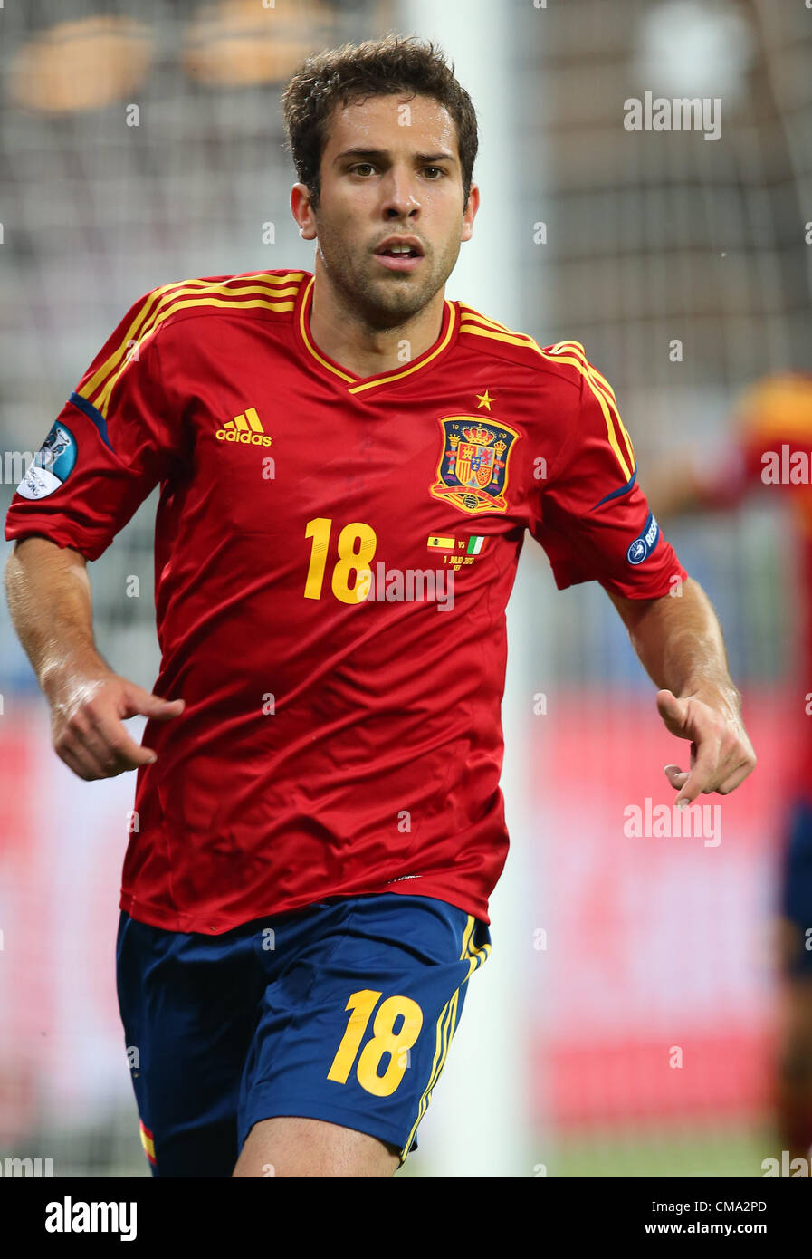 JORDI ALBA ESPAGNE EURO 2012 STADE OLYMPIQUE FINALE KIEV UKRAINE UKRAINE 01 Juillet 2012 Banque D'Images