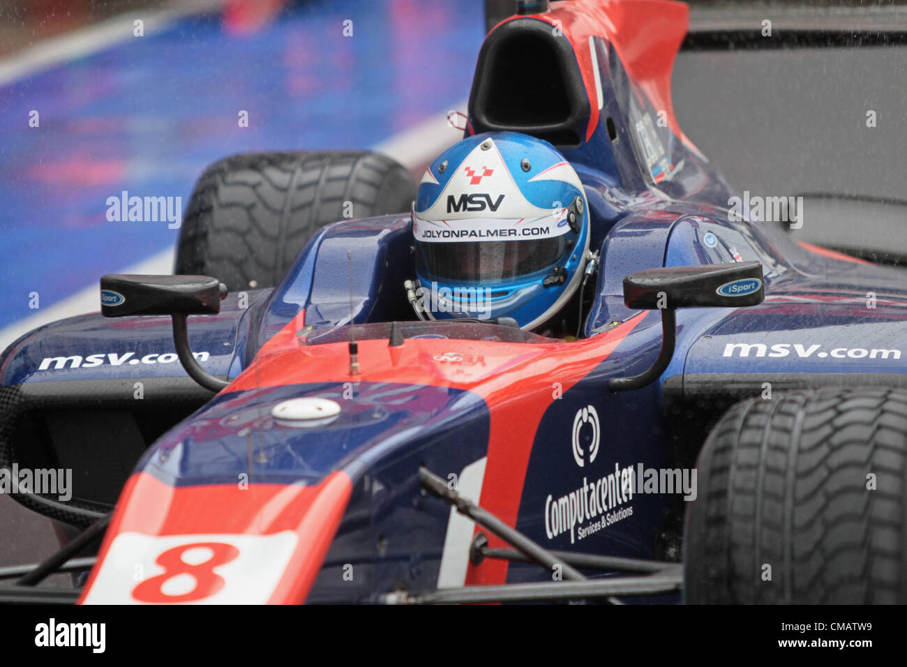 06.07.2012. Silverston, Northants, England. Jolyon Palmer prenant sur le mouillé à Silverstone GP2 qualification voitures jour. Banque D'Images