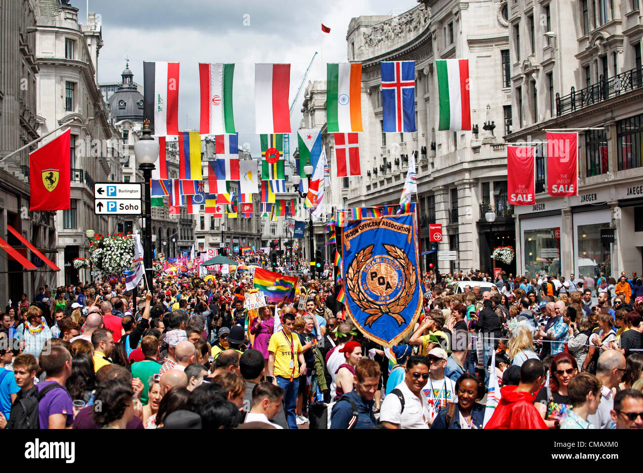 Londres, Royaume-Uni. 7 juillet 2012. Les participants à la marche de la rue Regent à la World Pride 2012, Londres, Angleterre Banque D'Images