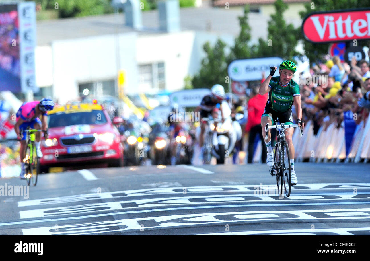 11.07.2012. Macon à Bellegarde sur Valserine France, l'étape 11. 2012 Europcar, Thomas Voeckler, Bellegarde sur Valserine Banque D'Images