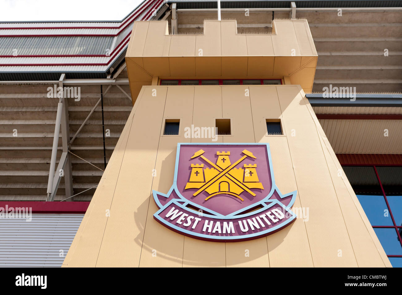 West Ham United Stadium, Londres. Connu sous le nom de Boleyn Ground Upton Park ou Premier League anglaise. Entrée privée. Banque D'Images