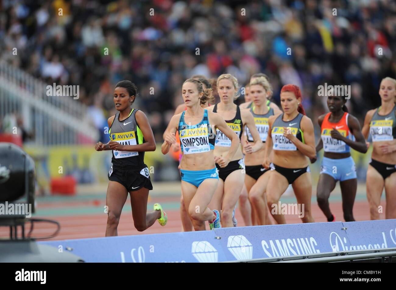 13.07.2012 Londres Angleterre Womens 1500m Dernière Jenny Simpson en action au cours de l'Aviva Grand Prix au Crystal Palace Stadium. Banque D'Images