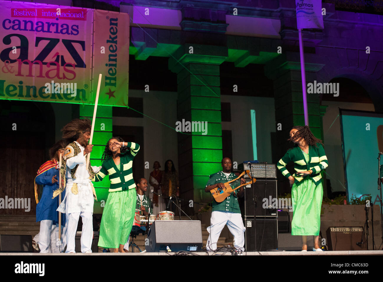 Juillet 14, 2012 - Las Palmas, Canaries, Espagne - Ethicolor d'Ethiopie, pendant le festival international de jazz de canarias & mas Heineken, dans la région de Plaza Santa Ana, Las Palmas, Canaries, le samedi 14 juillet 2012. Banque D'Images