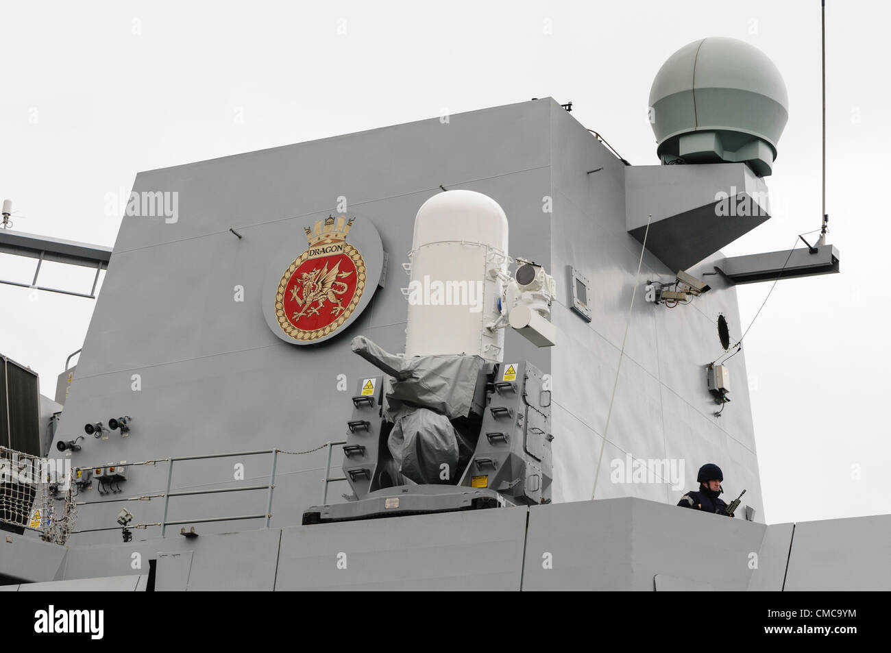 Belfast, 16/07/2012 - anti CIWS Phalanx système missile (connu comme un dalek) à bord du HMS Dragon Banque D'Images