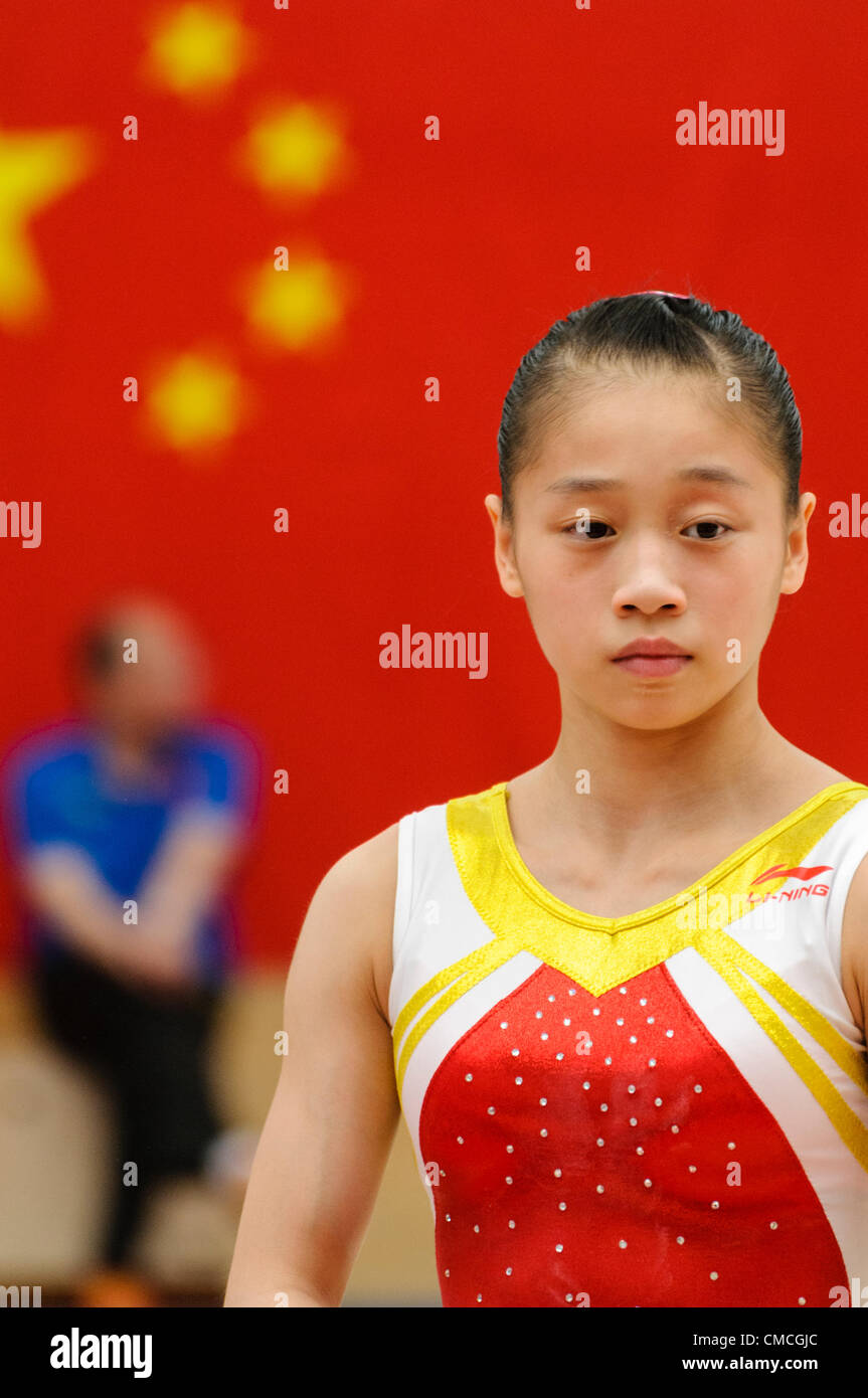 Lisburn, 18/07/2012 - gymnastique chinoise dans la formation de l'équipe pour les Jeux Olympiques de 2012 à Londres à Lisburn, Irlande du Nord Banque D'Images