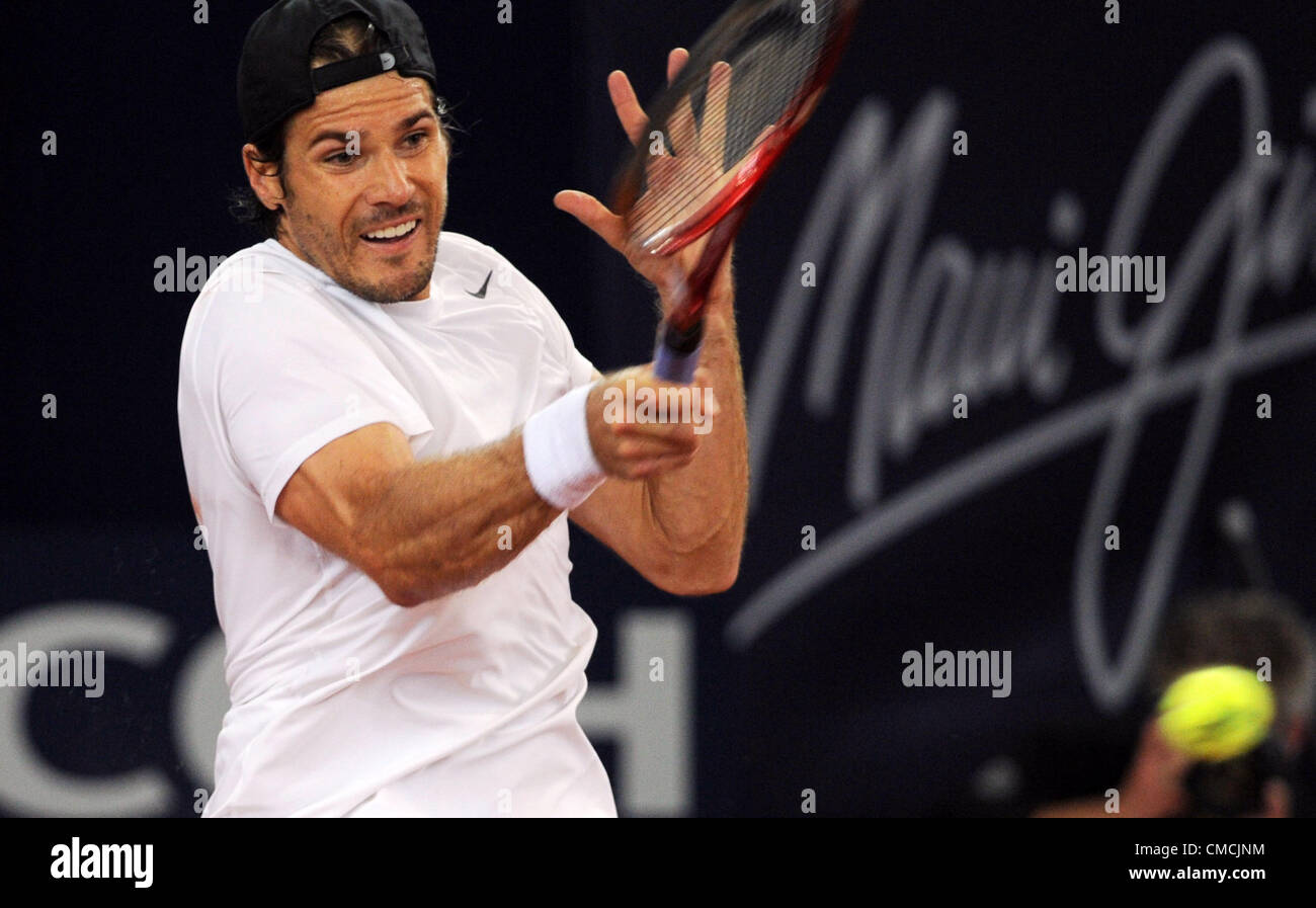 18.07.2012. Hambourg, Allemagne. L'Allemagne Tommy Haas joue contre la France lors de la tournée de Simon ATPWorld 500 tournament à Rothenbaum à Hambourg, Allemagne, 18 juillet 2012. Banque D'Images