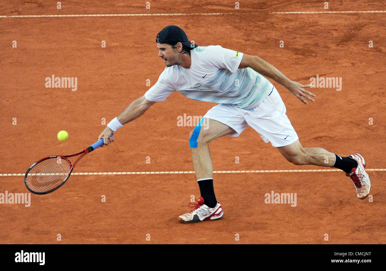18.07.2012. Hambourg, Allemagne. L'Allemagne Tommy Haas joue contre la France lors de la tournée de Simon ATPWorld 500 tournament à Rothenbaum à Hambourg, Allemagne, 18 juillet 2012. Banque D'Images