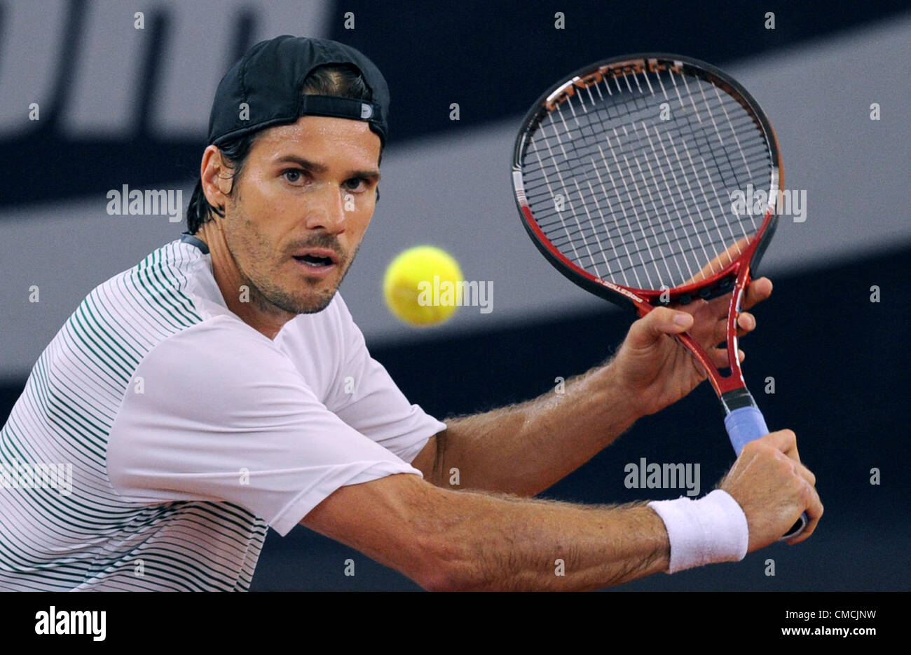 18.07.2012. Hambourg, Allemagne. L'Allemagne Tommy Haas joue contre la France lors de la tournée de Simon ATPWorld 500 tournament à Rothenbaum à Hambourg, Allemagne, 18 juillet 2012. Banque D'Images