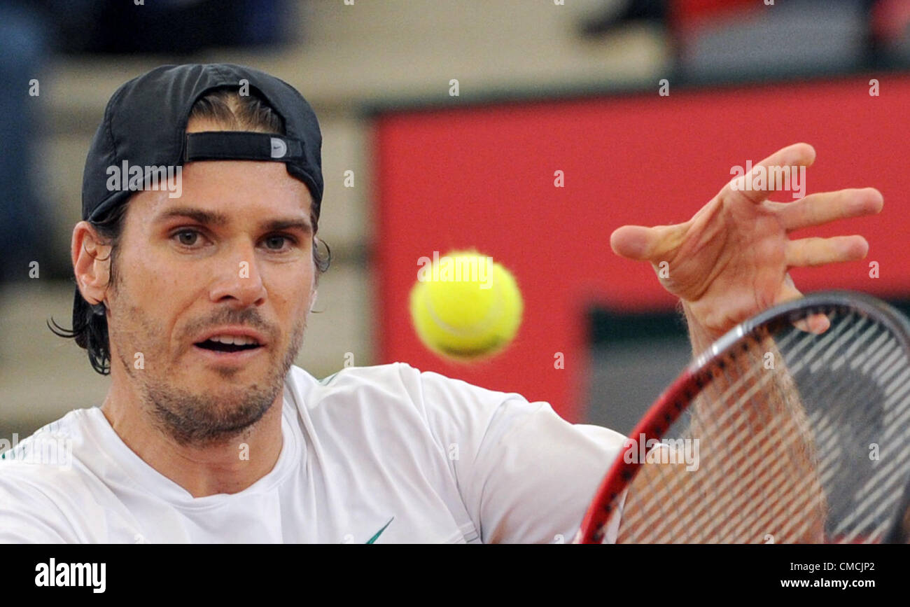 18.07.2012. Hambourg, Allemagne. L'Allemagne Tommy Haas joue contre la France lors de la tournée de Simon ATPWorld 500 tournament à Rothenbaum à Hambourg, Allemagne, 18 juillet 2012. Banque D'Images