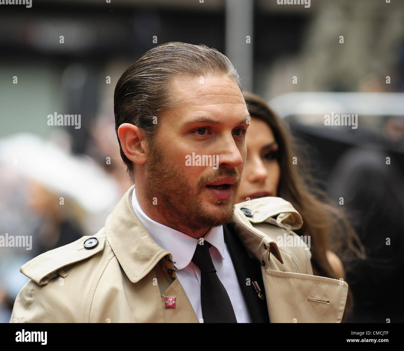 Acteur Tom Hardy assiste à la première européenne de The Dark Knight Rises sur 18/07/2012 à Leicester Square, Londres. Les personnes sur la photo : Tom Hardy. Banque D'Images
