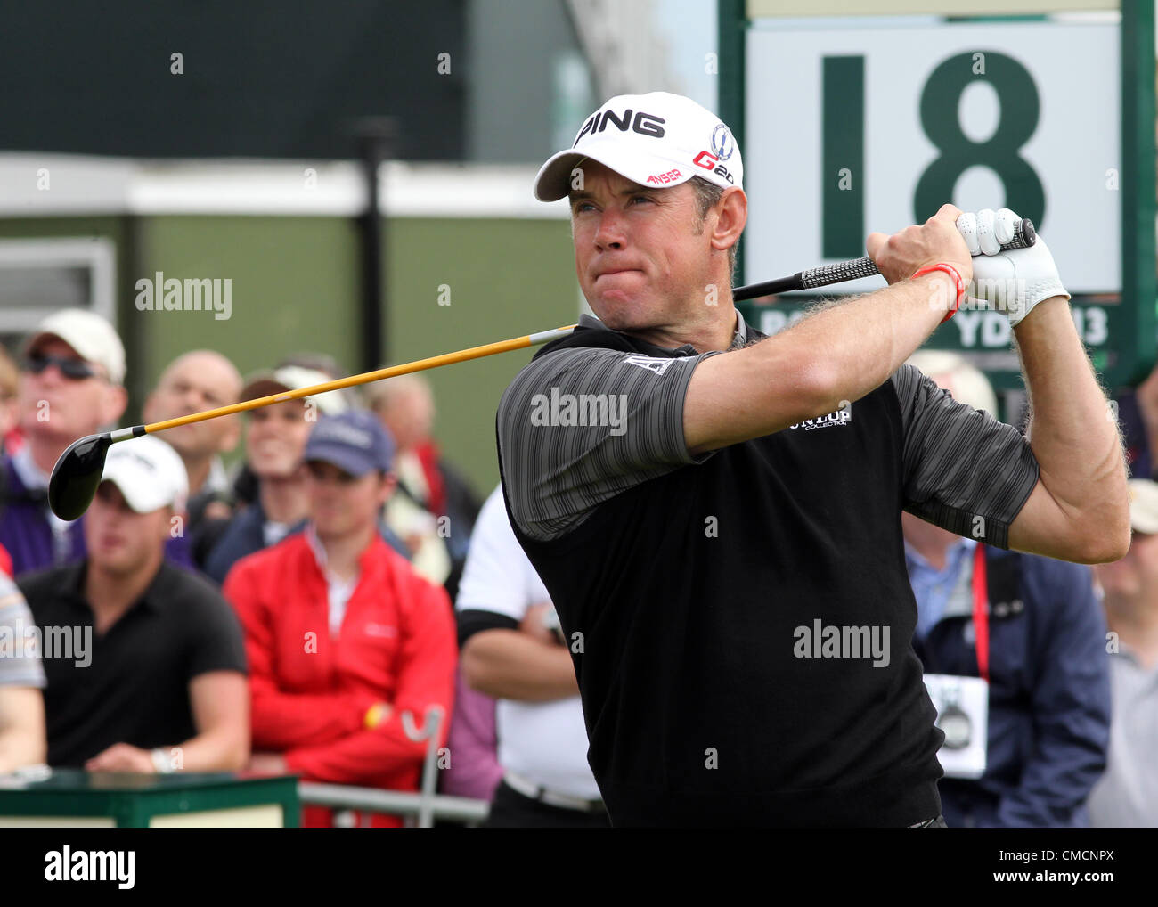 19.07.12 Lytham &AMP ; St Annes, Angleterre. Lee Westwood l'Angleterre en action lors du premier tour de l'Open de Golf du Royal Lytham St Annes &AMP ; cours dans le Lancashire Banque D'Images